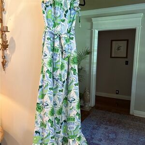 Vibrant Strapless Floral Maxi Dress